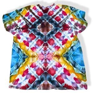 Handmade tie dye T-shirt rainbow kaleidoscope 2XL unisex